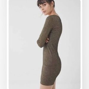 URBAN OUTFITTERS Sparkle Gold Metallic Bodycon Dress Size Large